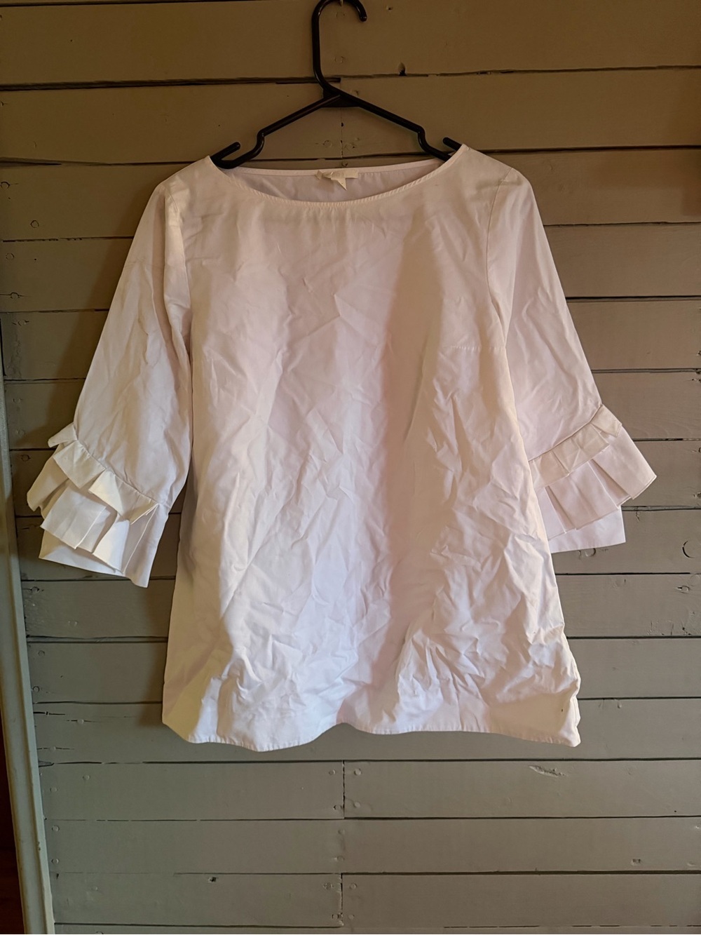 COS White Cotton Ruffle Sleeve Top
